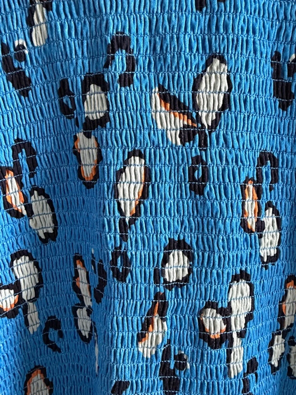 Briton Court NWT Blue Leopard Smocked Tiered Mini Dress Boho XL - Picture 6 of 13